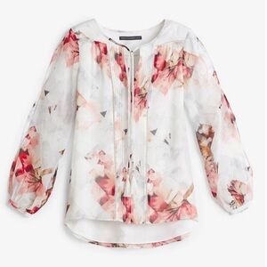 White House Black Market Zaida boho Floral Print Women's blouse Size 2